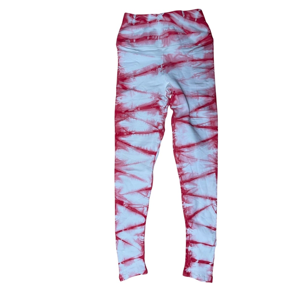 NUX Tie Dye Seamless Leggings Red White Small Minor Marks Flawed